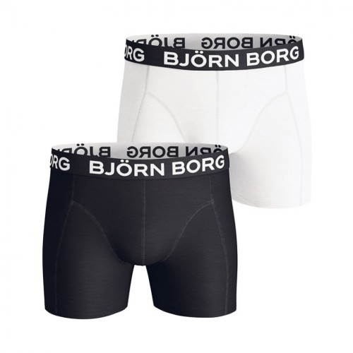 Pánské boxerky Björn Borg Solid Cotton Stretch 2-pack-bílé a černé Pánské boxerky Björn Borg Solid Cotton Stretch 2-pack-bílé a černé