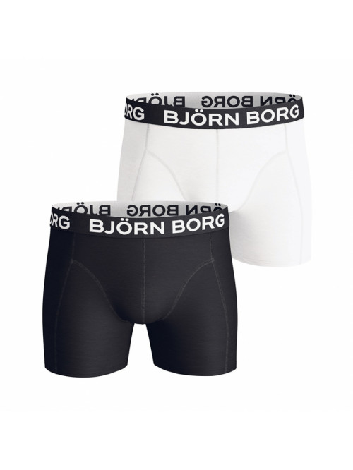 Pánské boxerky Björn Borg Solid Cotton Stretch 2-pack-bílé a černé