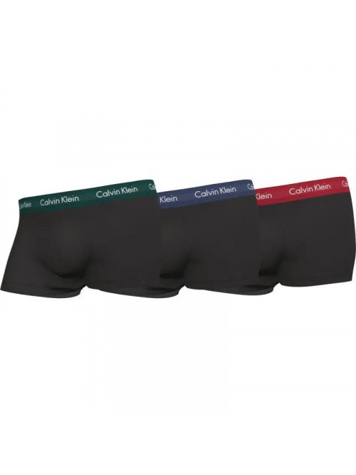 Pánské boxerky Calvin Klein Cotton Stretch Low Rise Trunks 3-pack černo - modré, zelené, červené