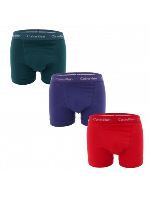 Pánské boxerky Calvin Klein Cotton Stretch Trunk tmavě zelené, modré, červené 3-pack