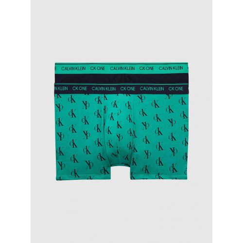 Pánské boxerky Calvin Klein CK One Staggered Logo černé, zelené 2-pack Pánské boxerky Calvin Klein CK One Staggered Logo černé, zelené 2-pack