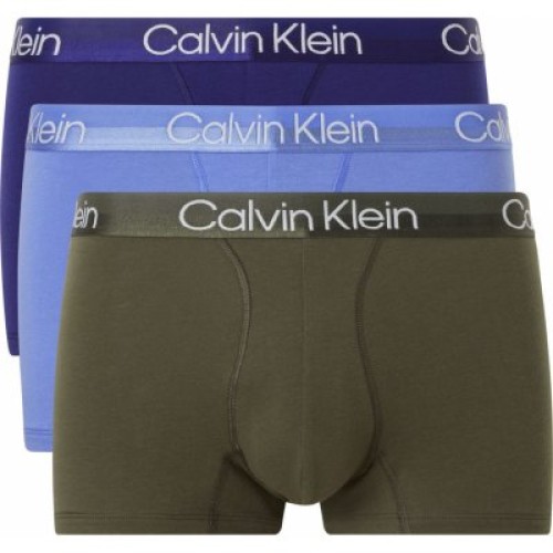 Pánské boxerky Calvin Klein Structure Cotton Trunk světle-modré, zelené, tmavě-modré 3-pack