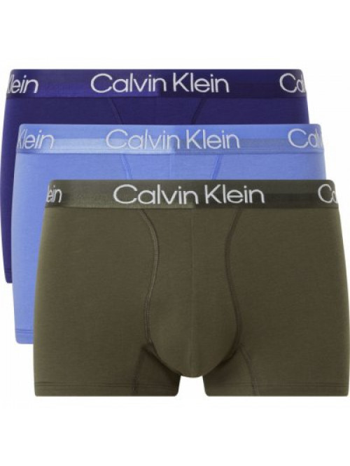 Pánské boxerky Calvin Klein Structure Cotton Trunk světle-modré, zelené, tmavě-modré 3-pack