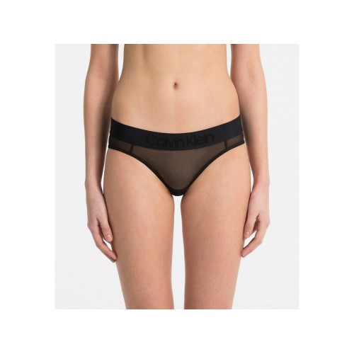 Dámské kalhotky Calvin Klein Bikini Tonal Logo Mesh černé
