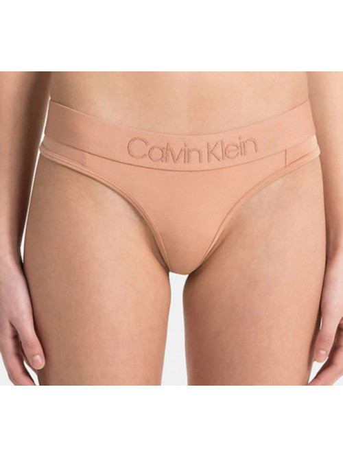Dámská tanga Calvin Klein Tonal Logo Thong béžové