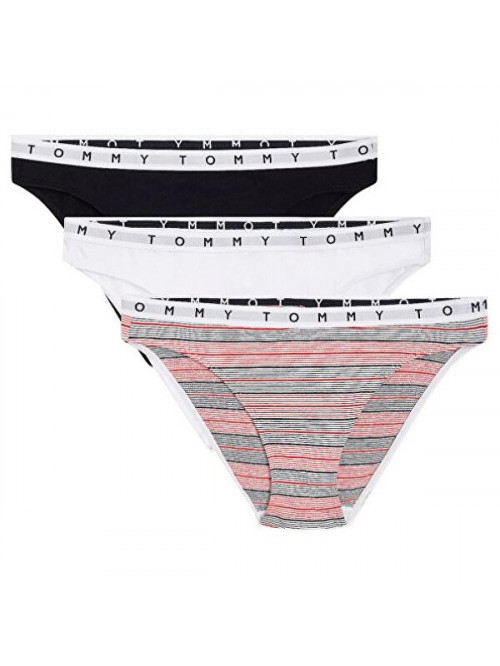Dámské kalhotky Tommy Hilfiger Print Bikini 3-pack vícebarevné - růžové, černé, bílé