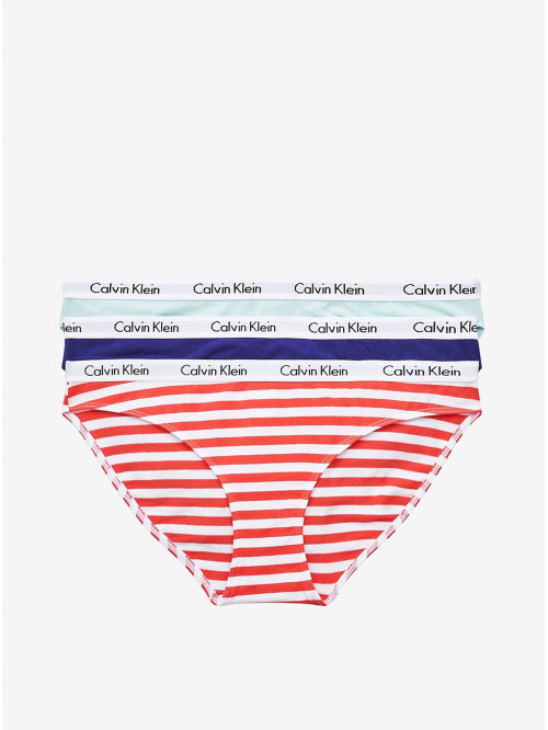 Dámské kalhotky Calvin Klein Carousel Bikini modré, mátové, proužkované 3-pack