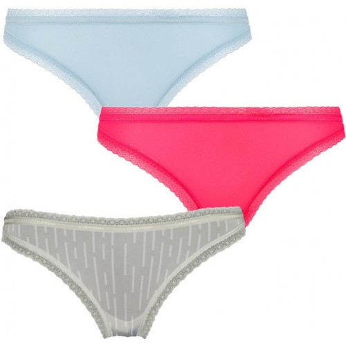 Dámské kalhotky Calvin Klein Bottoms up Refresh Bikini světle modré, světle zelené, růžové 3-pack