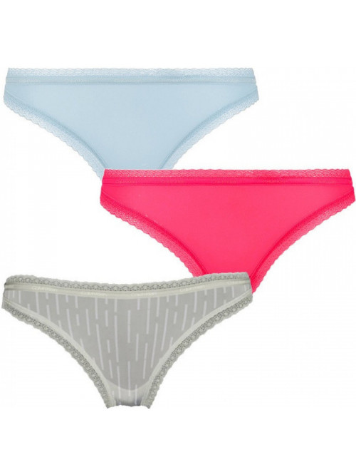 Dámské kalhotky Calvin Klein Bottoms up Refresh Bikini světle modré, světle zelené, růžové 3-pack