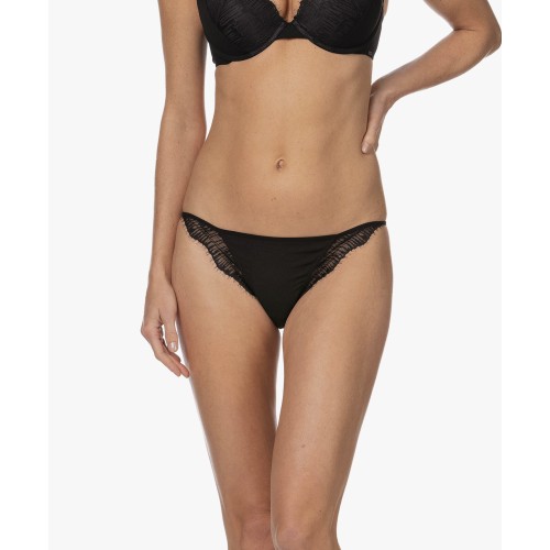 Dámské kalhotky Calvin Klein Black Linear Lace-Bikini černé