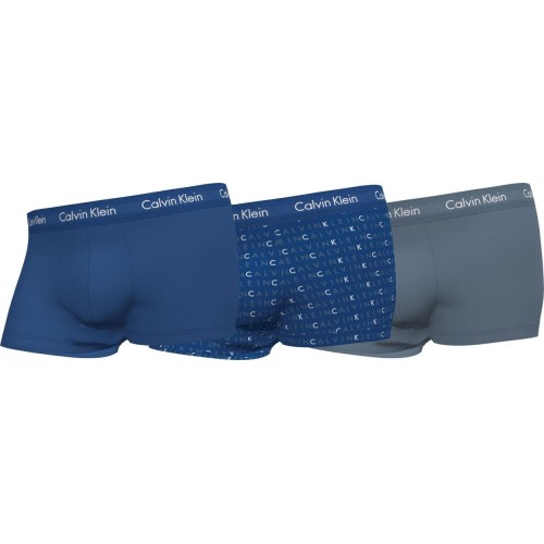 Pánské boxerky Calvin Klein Cotton Stretch Low Rise Trunk modré 3-pack