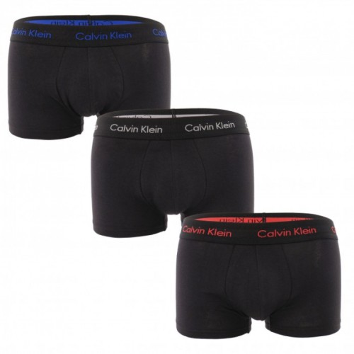 Pánské boxerky Calvin Klein Cotton Stretch Low Rise Trunk černé s barevným nápisem 3-pack