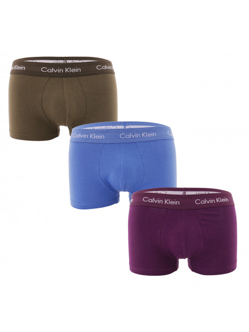 Pánské boxerky Calvin Klein Cotton Stretch Low Rise Trunk světlemodré, zelené, fialové 3-pack
