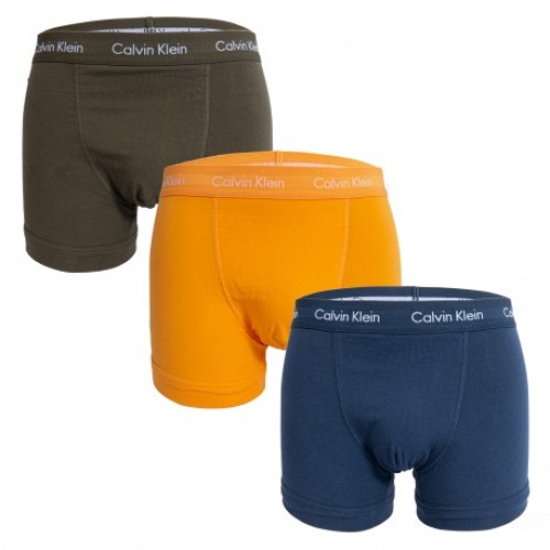 Pánské boxerky Calvin Klein Cotton Stretch Trunk tmavozelené, oranžové, modré 3-pack