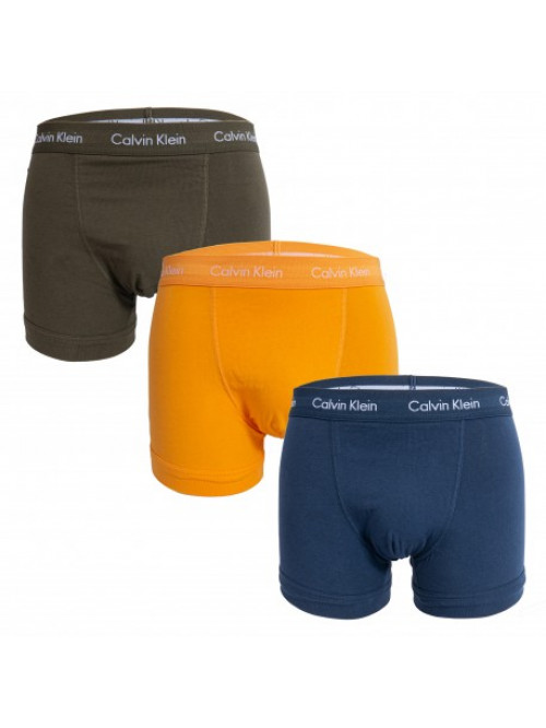 Pánské boxerky Calvin Klein Cotton Stretch Trunk tmavozelené, oranžové, modré 3-pack