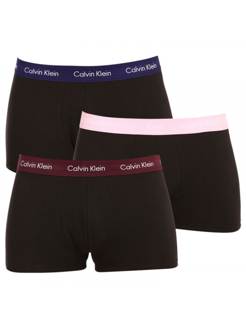 Pánské boxerky Calvin Klein Cotton Stretch černé 3-pack - tmavomodrý, fialový a růžový pás