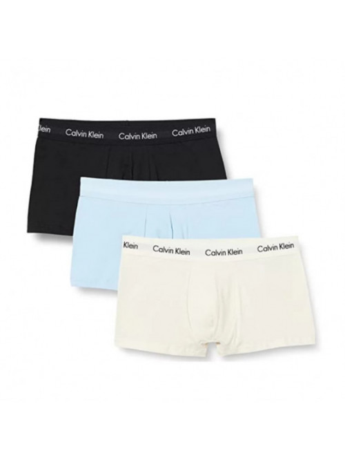 Pánské boxerky Calvin Klein Cotton Stretch Low Rise Trunk světlemodré, bílé, černé 3-pack