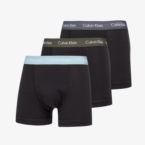 Pánské boxerky Calvin Klein Cotton Stretch Trunk černo - šedé, zelené, tyrkysové 3-pack