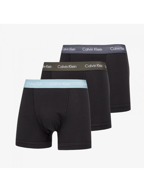 Pánské boxerky Calvin Klein Cotton Stretch Trunk černo - šedé, zelené, tyrkysové 3-pack