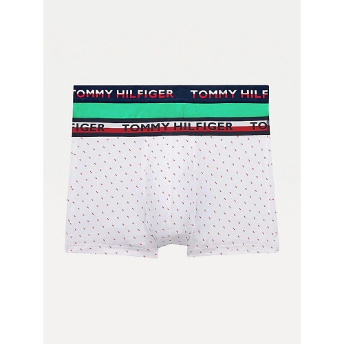 Pánské Boxerky Tommy Hilfiger Color Printed bílé, zelené 2-pack