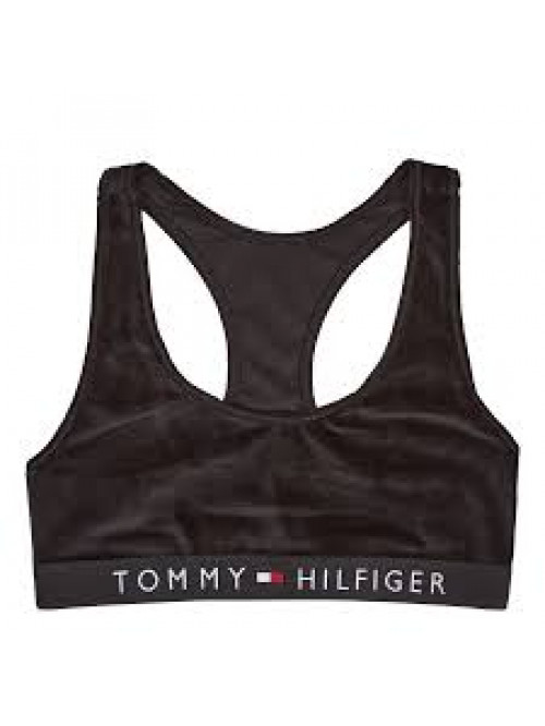 Dámská sportovní podprsenka Tommy Hilfiger Unlined Bralette Velour černá
