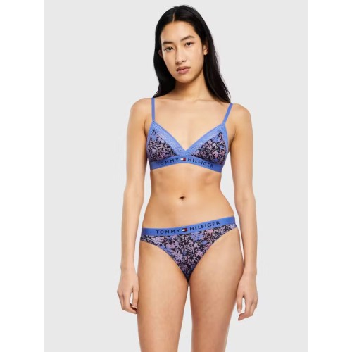 Dámská podprsenka Tommy Hilfiger Original Lace-Unlined Lace Triangle Print modrá