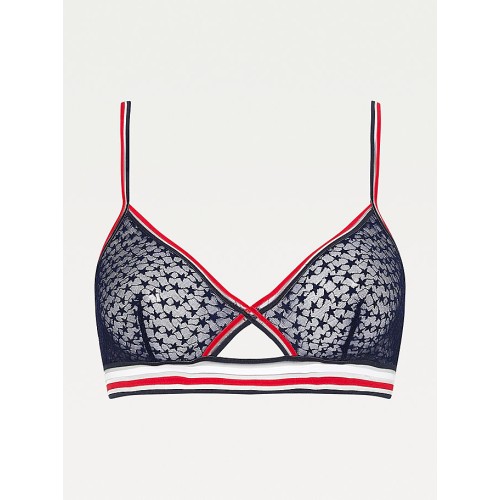 Dámská podprsenka Tommy Hilfiger Sheer Stripe - Triangle Bralette Navy 