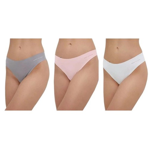 Dámské kalhotky Tommy Hilfiger brazilian bikini bezešvé 3-pack – růžové, šedé, bílé
