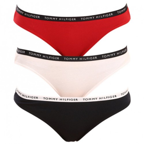 Dámské kalhotky Tommy Hilfiger Recycled Essentials Bikini červené, bílé, černé 3-pack 