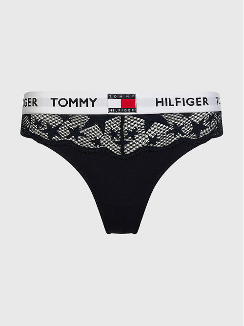 Dámská tanga Tommy Hilfiger 85 Star Lace-Thong Navy