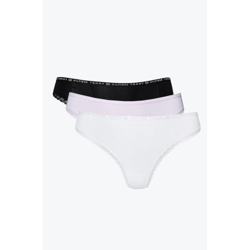 Dámská tanga s krajkou Tommy Hilfiger Lace Thong světle-růžová, černá, béžová 3-pack
