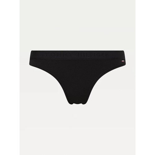 Dámská tanga Tommy Hilfiger SEACELL-Tonal Logo Waistband Thong černá