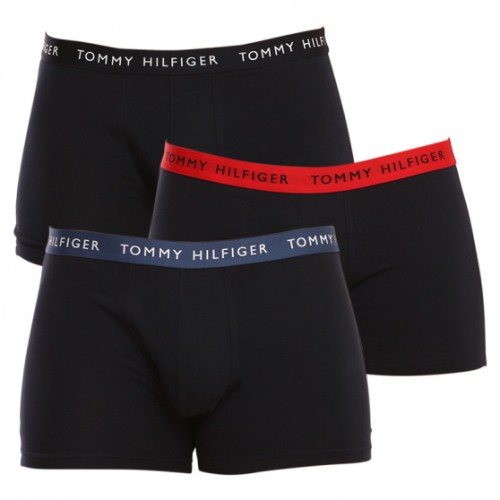 Pánské boxerky Tommy Hilfiger Recycled Essentials Trunk 3-pack tmavomodré s barevnými pásy