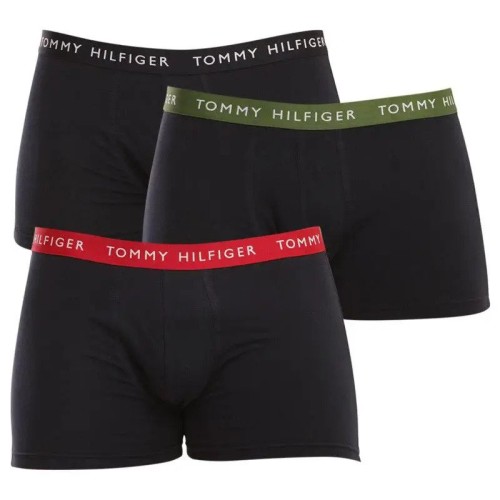 Pánské boxerky Tommy Hilfiger Recycled Essentials Trunk černé s barevnými pásy 3-pack