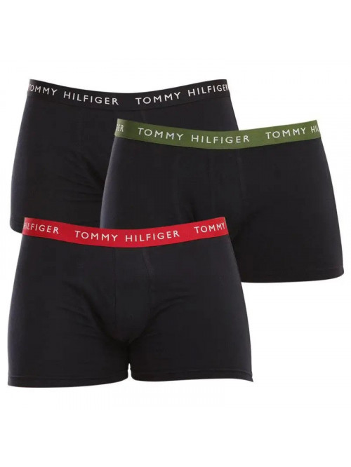 Pánské boxerky Tommy Hilfiger Recycled Essentials Trunk černé s barevnými pásy 3-pack
