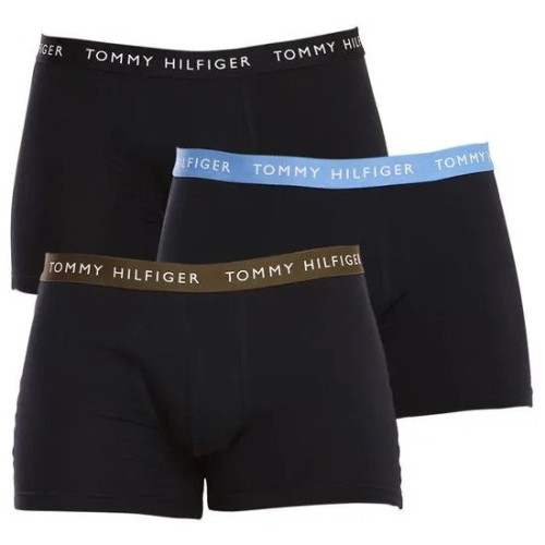 Pánské boxerky Tommy Hilfiger Recycled Essentials Trunk tmavomodré s barevnými pásy 3-pack