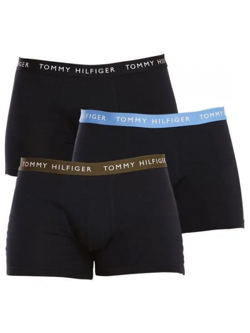 Pánské boxerky Tommy Hilfiger Recycled Essentials Trunk tmavomodré s barevnými pásy 3-pack