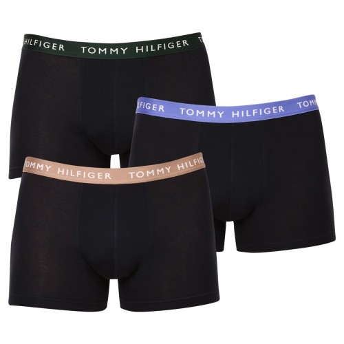 Pánské boxerky Tommy Hilfiger Recycled Essentials Trunk WB černé s barevnými pásy 3-pack