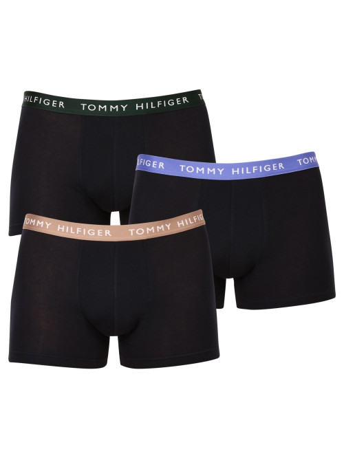 Pánské boxerky Tommy Hilfiger Recycled Essentials Trunk WB černé s barevnými pásy 3-pack