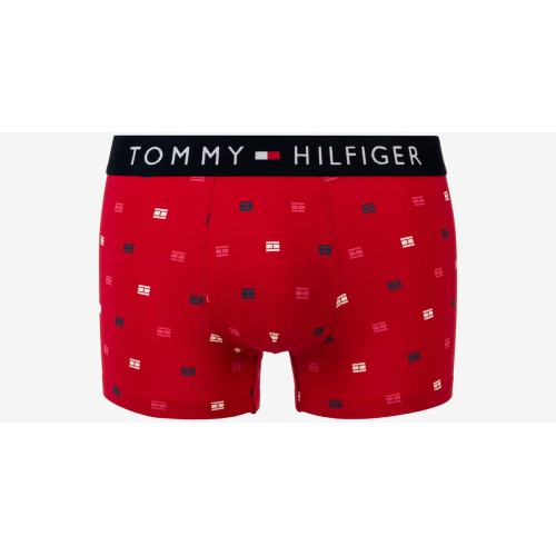 Pánské Boxerky Tommy Hilfiger All-Over Print Cotton Trunks červené vzorované
