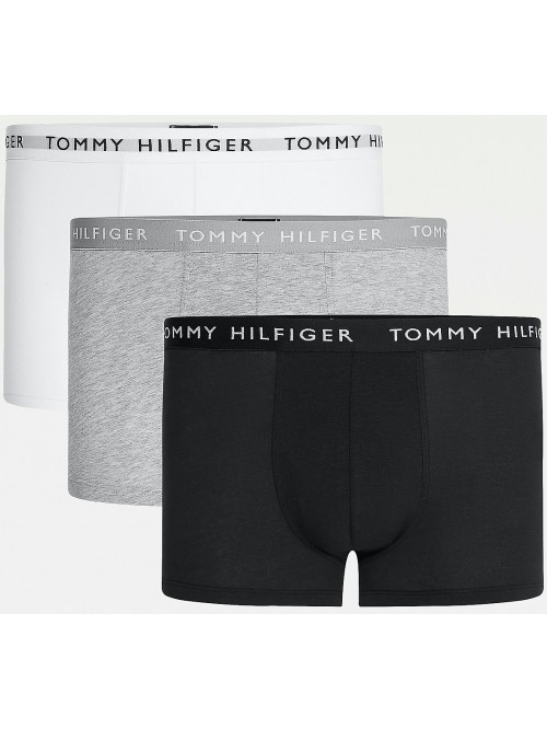 Pánské boxerky Tommy Hilfiger Trunk šedé, bílé, černé 3-pack
