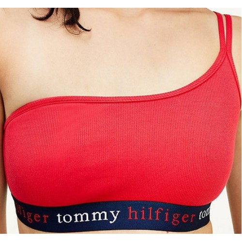 Dámská podprsenka Tommy Hilfiger Asymetric Bralette Stretch Organic Cotton červená