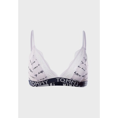 Dámská podprsenka Tommy Hilfiger Print Stretch Lace Triangle Bra Logo světle růžová Dámská podprsenka Tommy Hilfiger Print Stretch Lace Triangle Bra Logo světle růžová