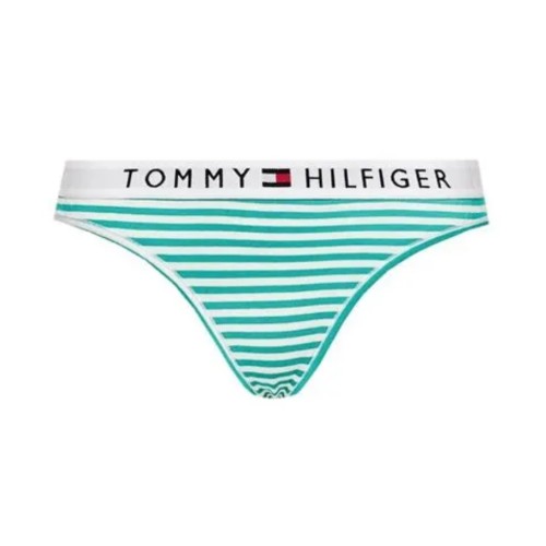 Dámská tanga Tommy Hilfiger Stripe Stretch Organic Cotton zelené proužky
