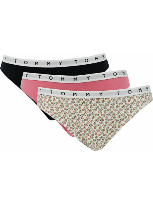 Dámské kalhotky Tommy Hilfiger Print Bikini 3-pack vícebarevné - růžové, bílé, černé