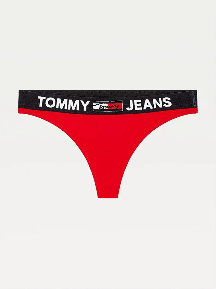 Dámské tangá Tommy Hilfiger Contrast Waistband Logo Thong červené