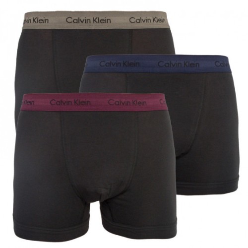 Pánské boxerky Calvin Klein Stretch Cotton Trunk černé s barevnými pásy 3-pack
