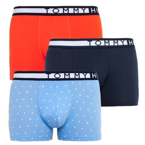 Pánské boxerky Tommy Hilfiger Organic Cotton světlemodré, modré, oranžové 3-pack