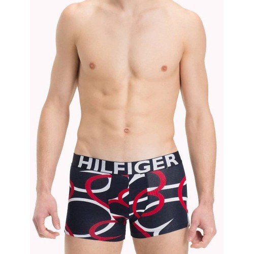 Pánské Boxerky Tommy Hilfiger Trunk Macro Pop navy, srdíčka