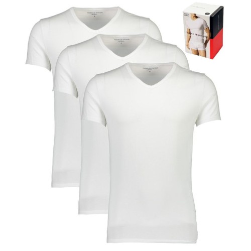 Pánské trička Tommy Hilfiger V-Neck Tee SS bílé 3-pack
